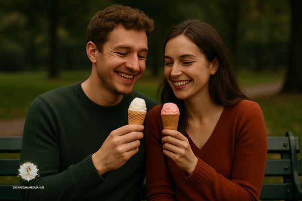 خوردن-بستنی-یک-زوج-در-آرامش