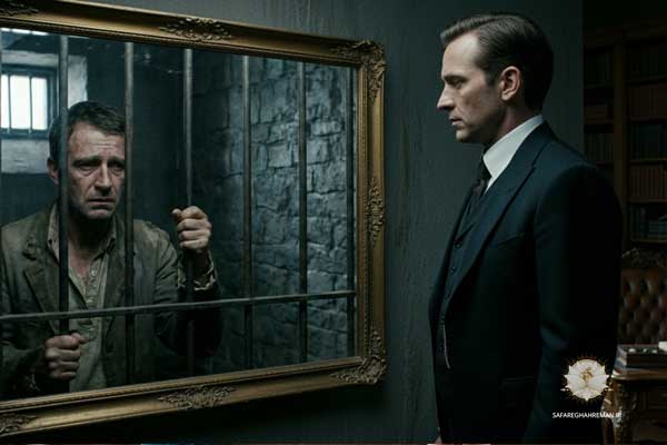 مردی-روبه-روی-آینه-تصویر-درون-خود-را-میبیند